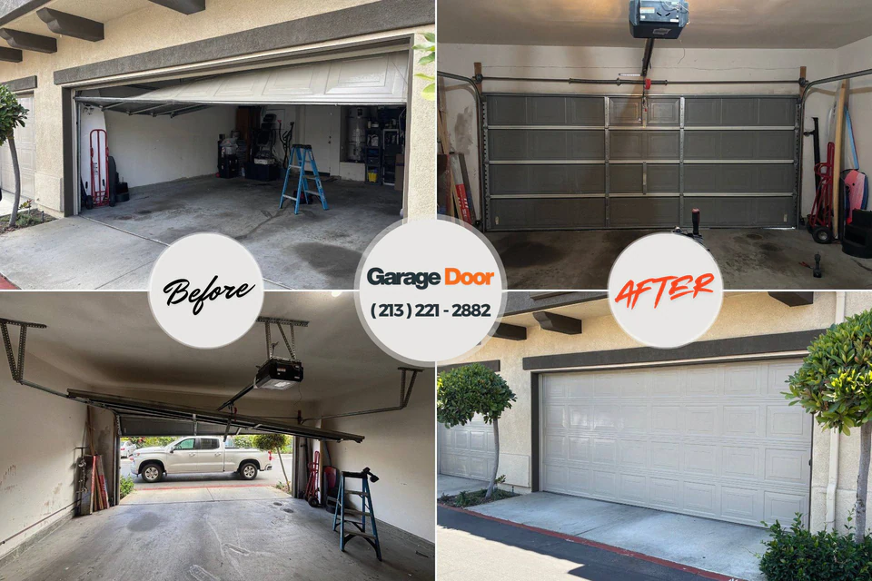 Before and after: garage door repair Tigard, OR